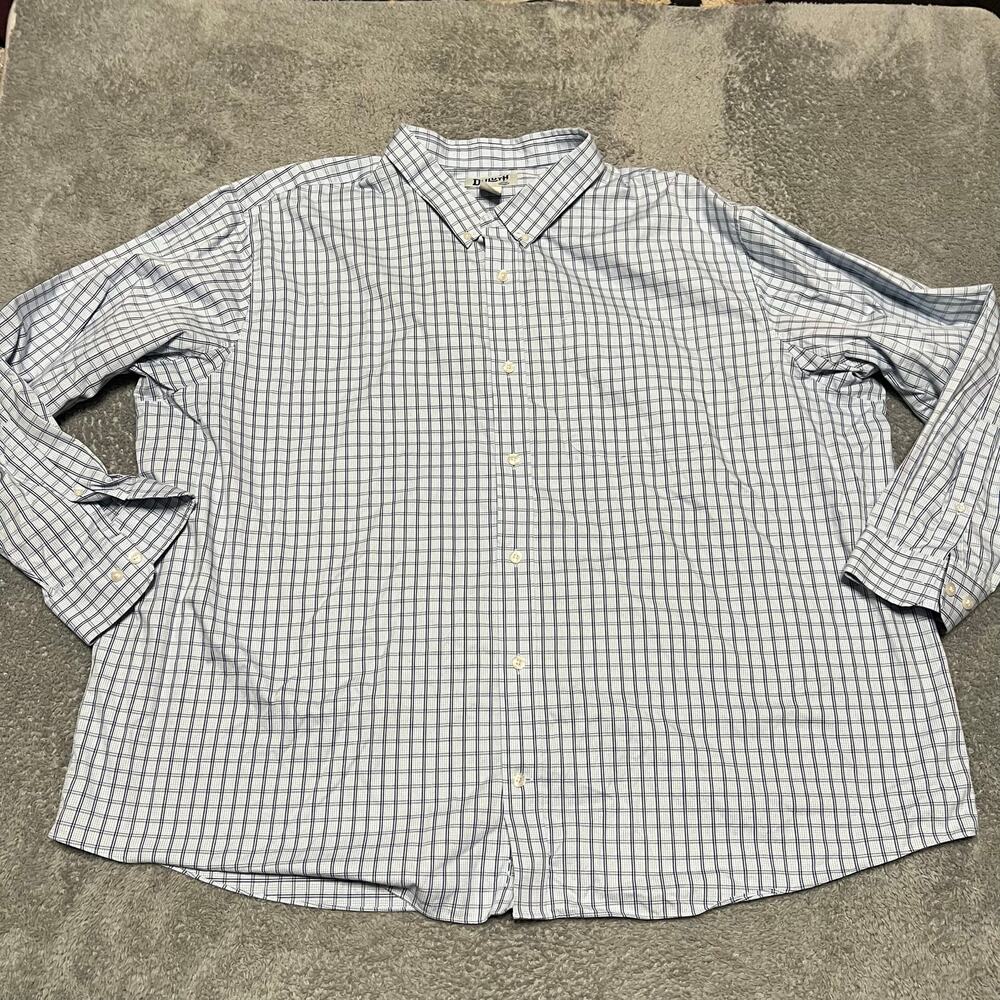 Duluth Trading Shirt Mens 4XL Wrinklefighter Relaxed Fit Long Sleeve Blue Plaid